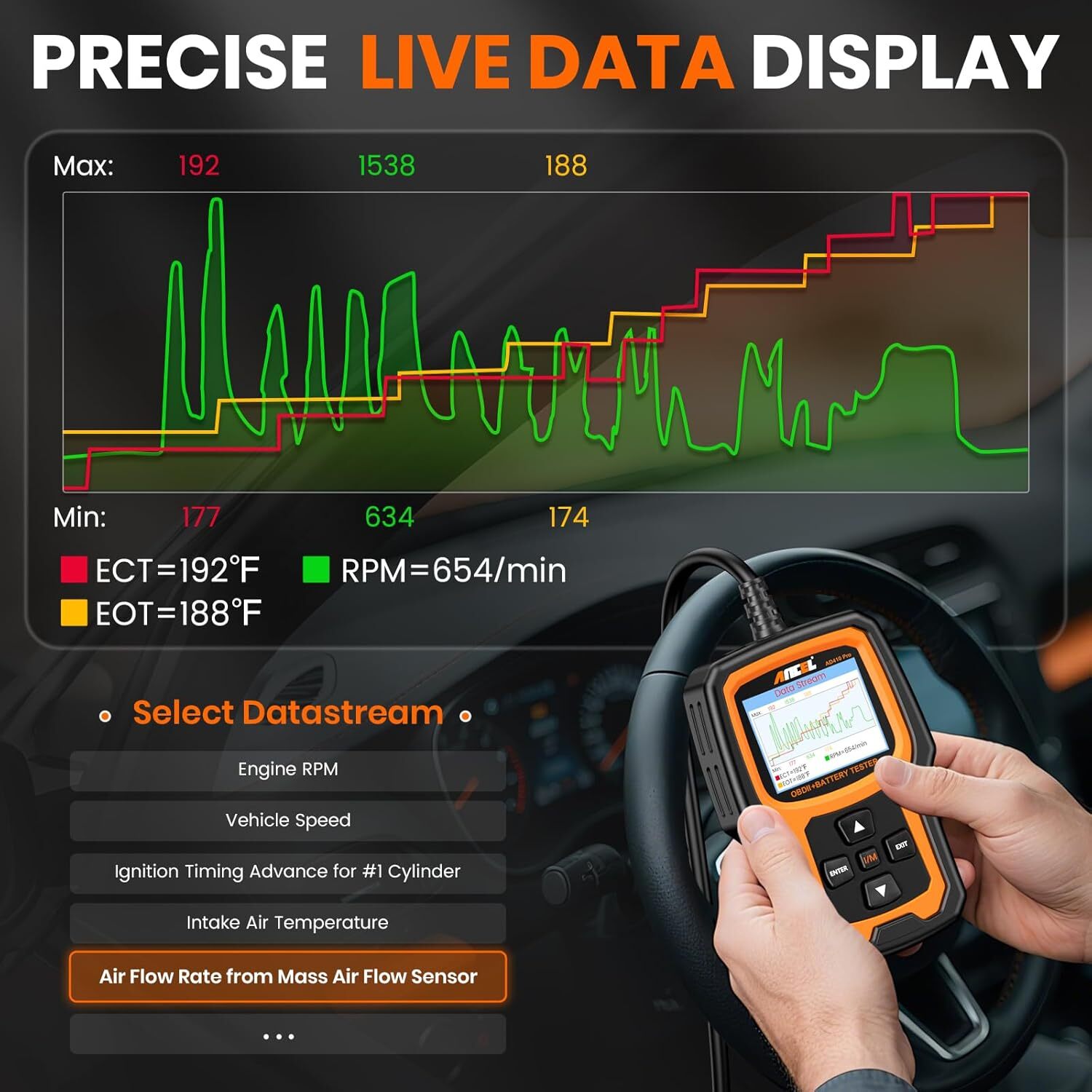 ANCEL AD410 Pro Car OBD2 Scanner Diagnostic Tool Battery Tester Auto Code Reader