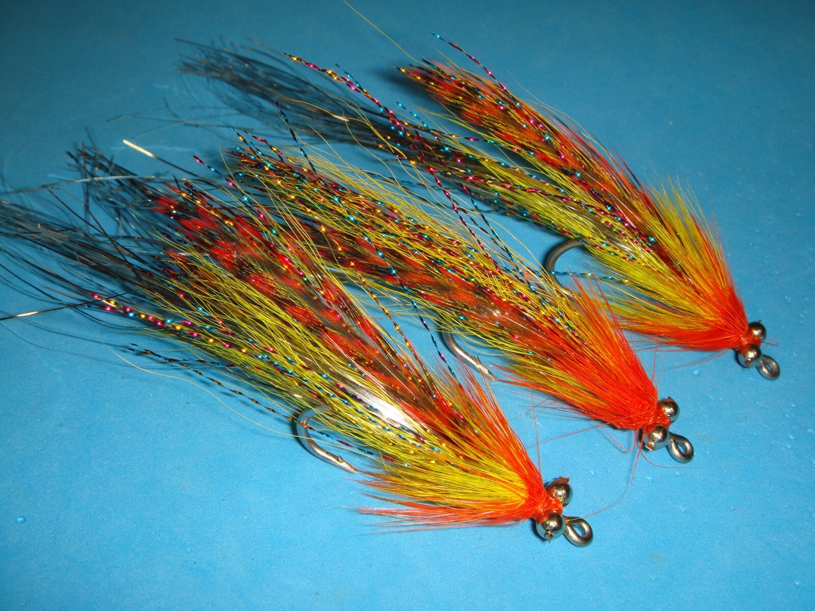 FLY FISHING FLIES - Or/Yell. FLASHTAIL WHISTLER (Silver Flash) size 3/0 (3 pcs)