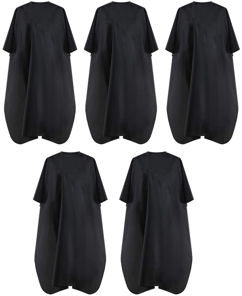 Black Waterproof Hair Salon Cape Professional Barber Cape with Metal Snap Clo...