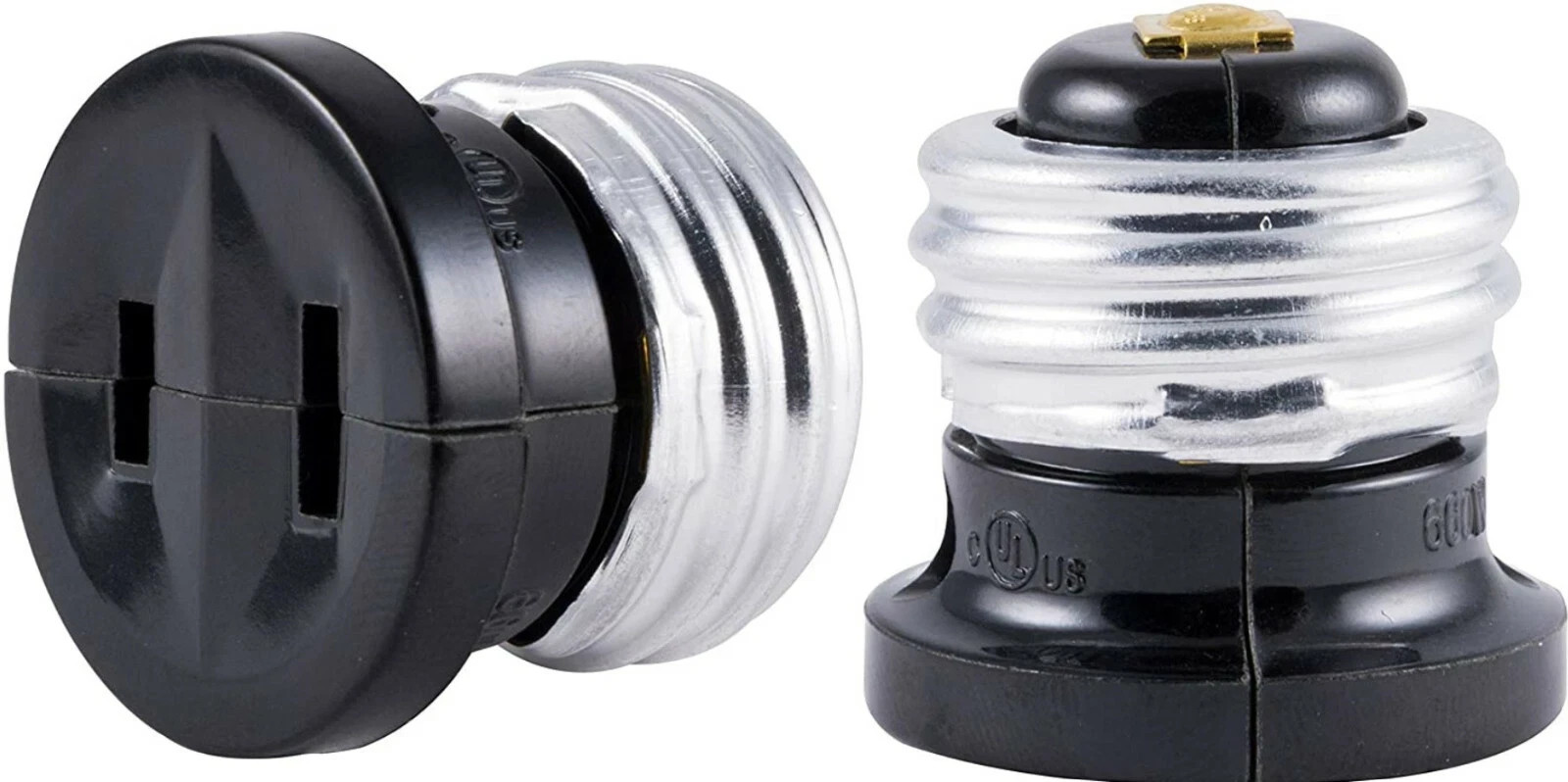 2 Pack Adaptor Converter Standard Screw Base Light Bulb Socket To 110V AC Plug