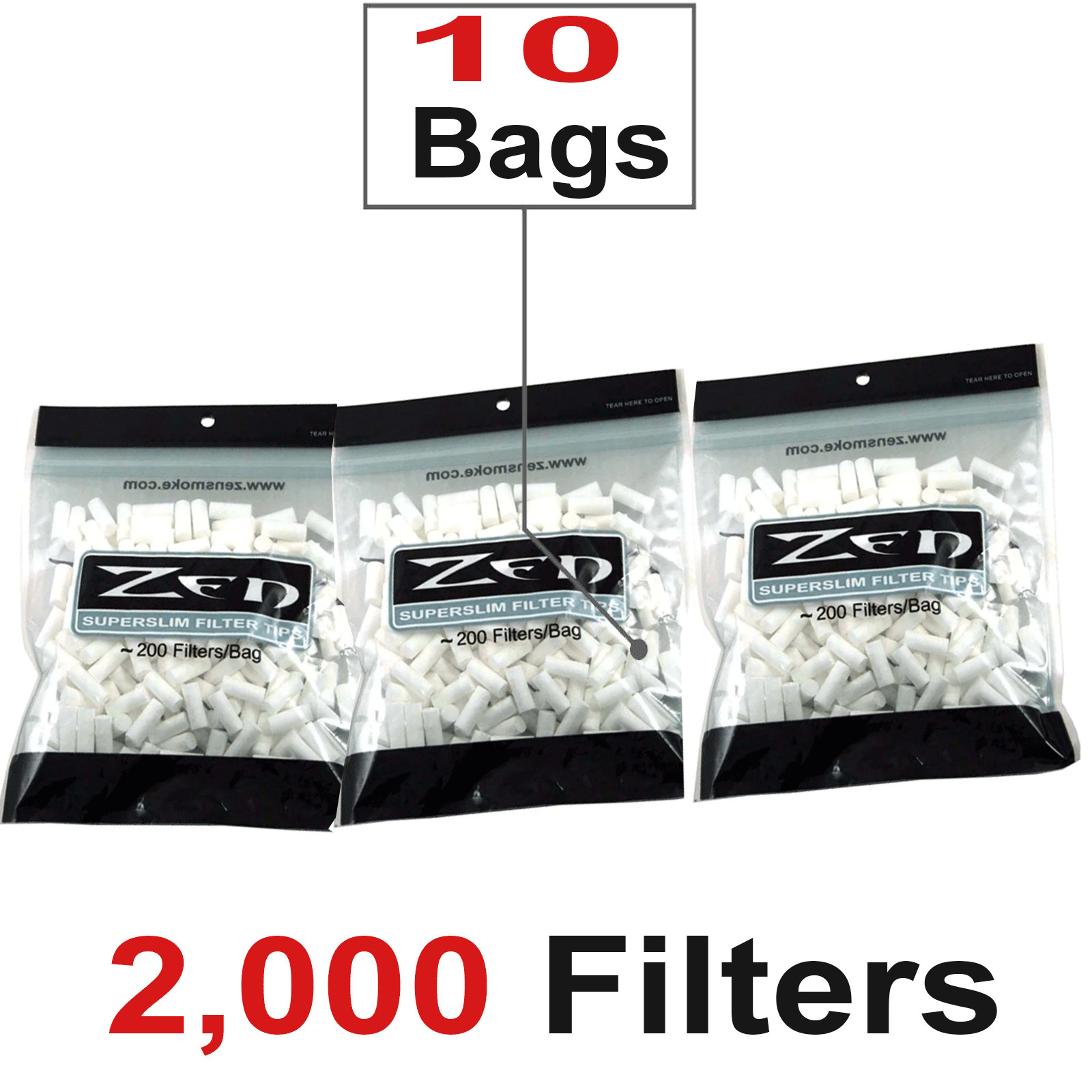 Filters Zen Super Slim Tips Cotton 5.8mm Filtri 200 Bag Filter Tips Per 10 Bags