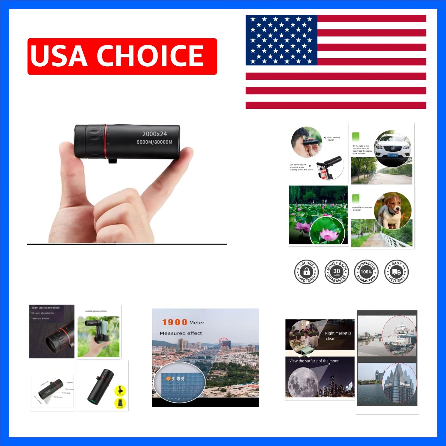 2000X24 Monocular Focus Optics Telescope onocular Power for Adults with Phone...