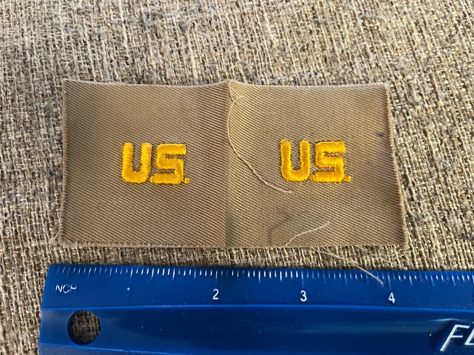 US ARMY Tan Officer Uniform Patches Uncut WWII Era INV11975
