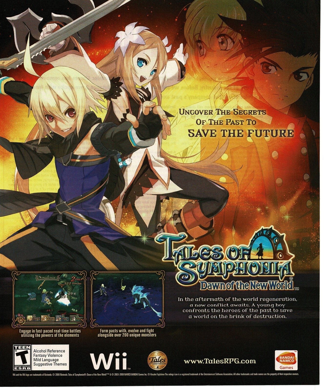 2008 Tales Of Symphonia Dawn Of The New World Video Game Vintage Print Ad Bandai