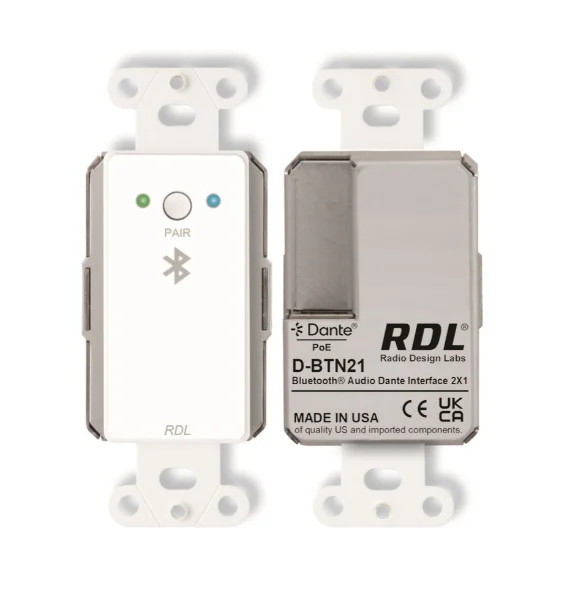 RDL D-BTN21 Bluetooth Audio Interface for Dante or AES67 Networked System, White