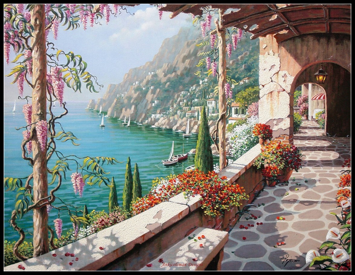 Villa in Capri - DIY Chart Counted Cross Stitch Pattern Needlework embroidery