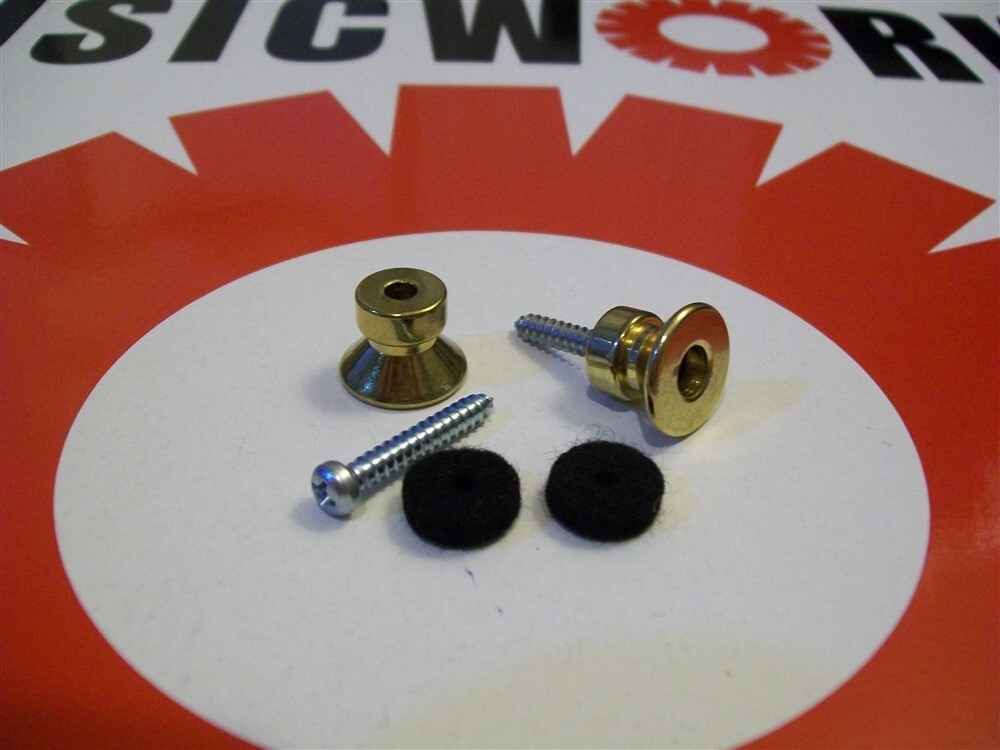 NEW - Buttons For Dunlop Traditional Strap Lock System, BRASS FINISH