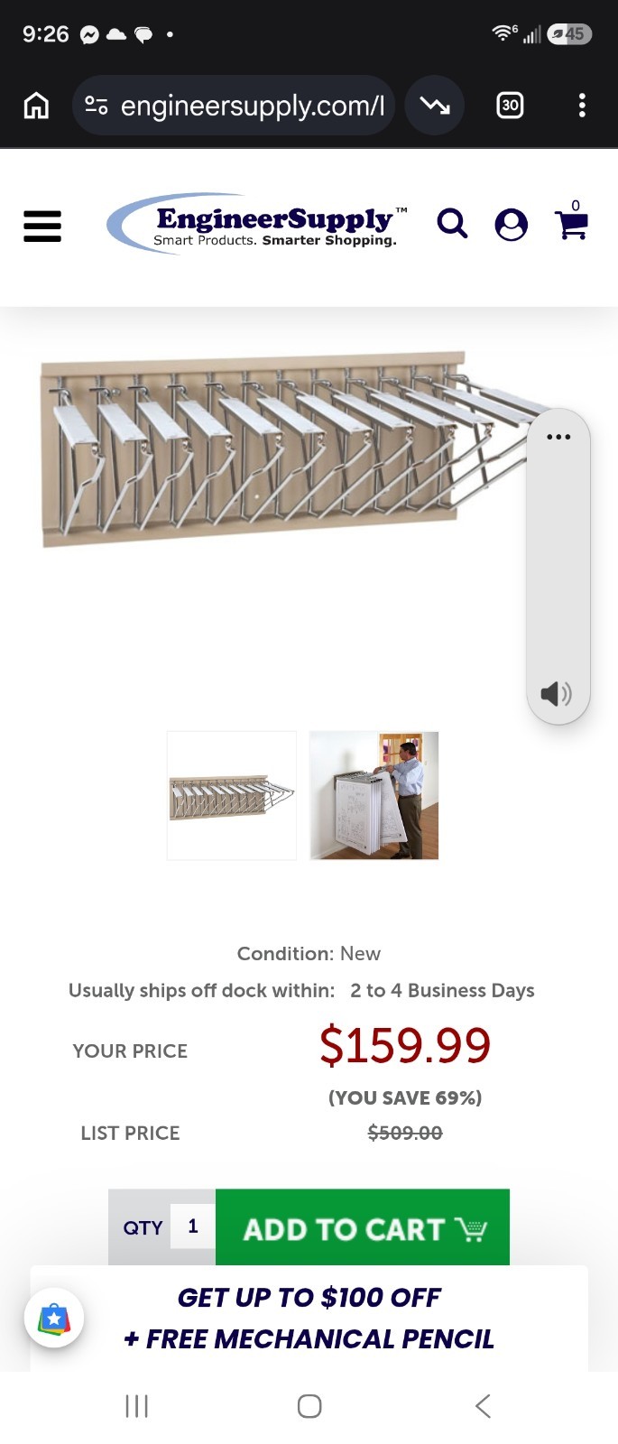 Engineering Heavy Duty Wall Rack with 12 Pivot Hangers for Blueprints