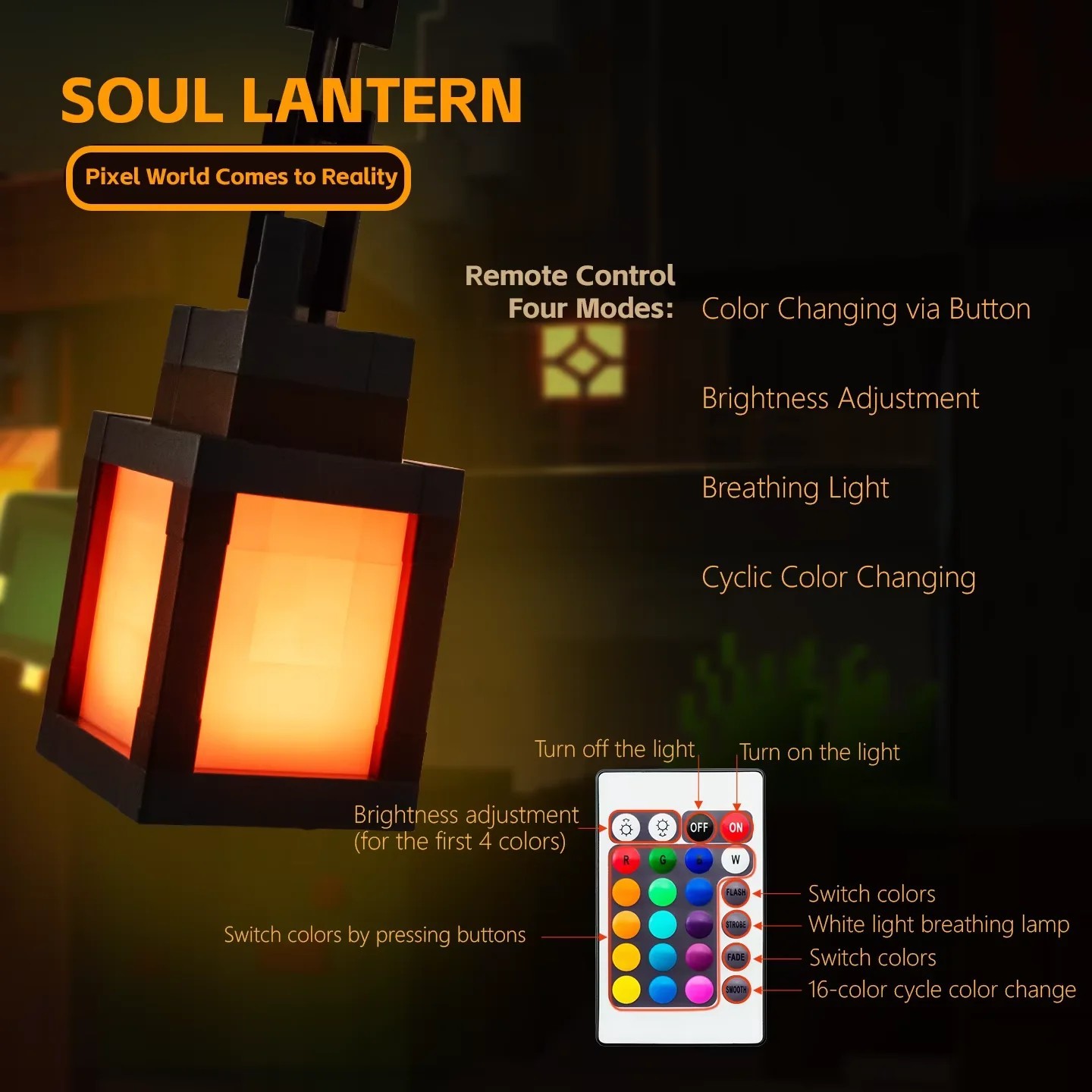 MyWorld Pixel Wall Night Light USB LED Lamp Remote Control 16 Colors