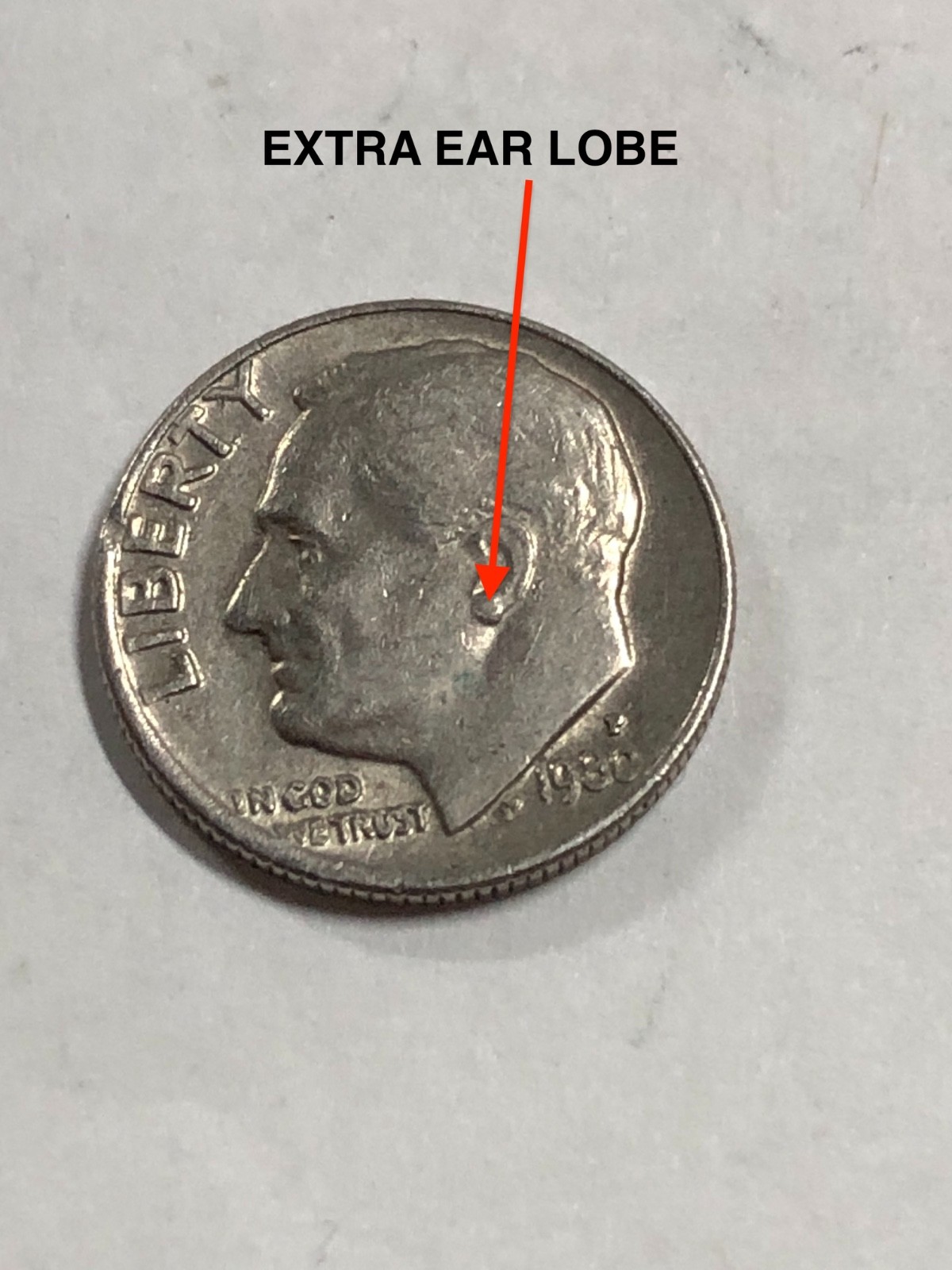 1980 D Dime Errors Filled in "P"/Extra Earlobe See Photos. Check this out #N676