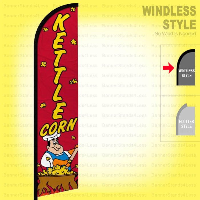 KETTLE CORN - Windless Swooper Flag 2.5x11.5 ft Feather Banner Sign rf