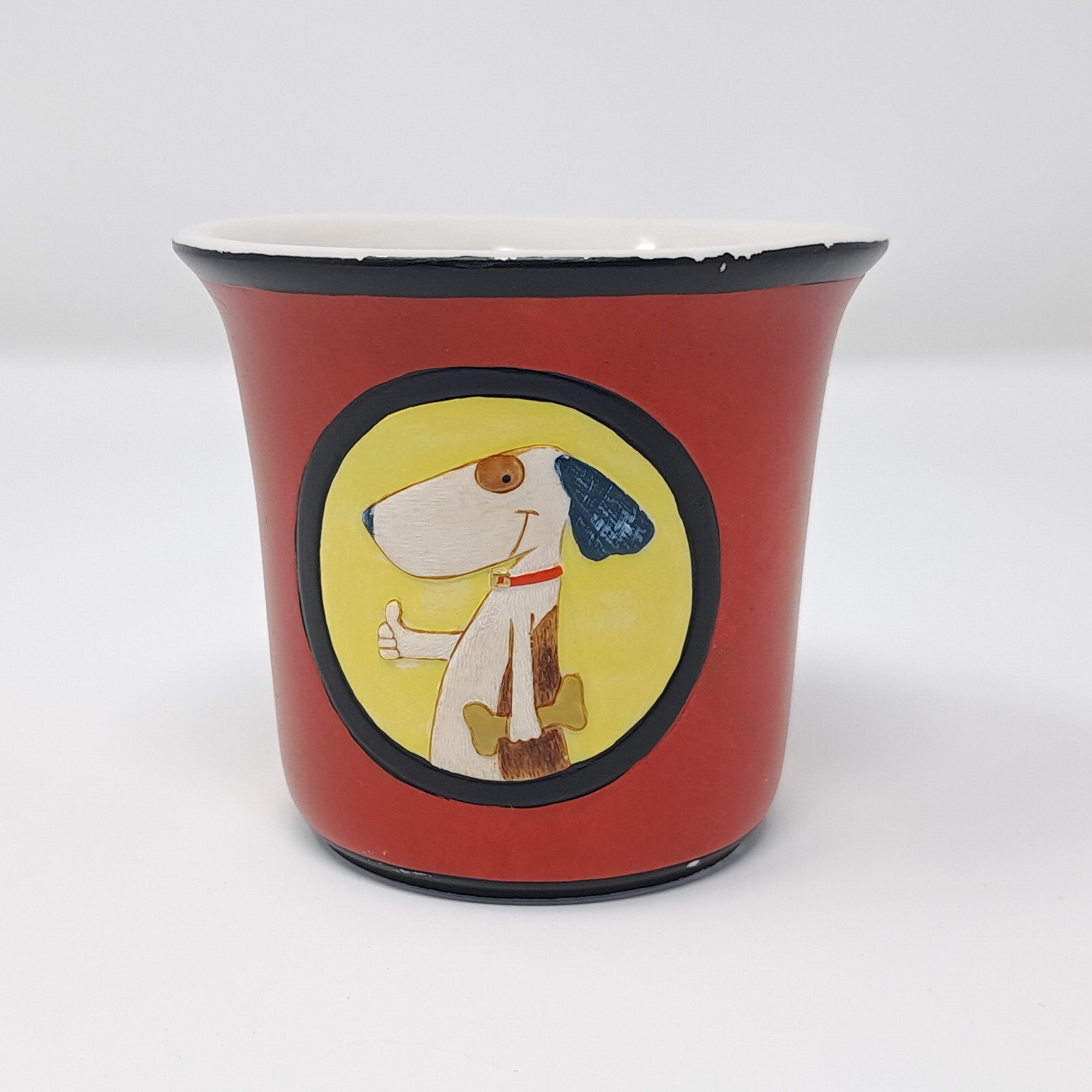 Lang Yummy Beagle Dog Ceramic Candle Holder off-white red yellow black