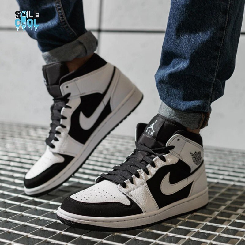 Nike Air Jordan 1 Retro Mid Tuxedo Black White Men's Sneakers Shoes 554724-113