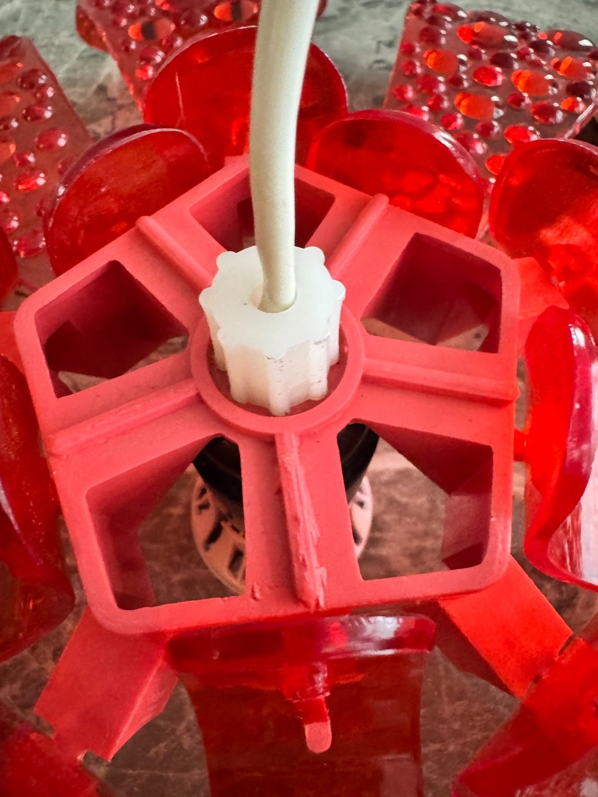 Vintage USSR Mid-Century Pendant Ruby Plastic Lamp Soviet Decor