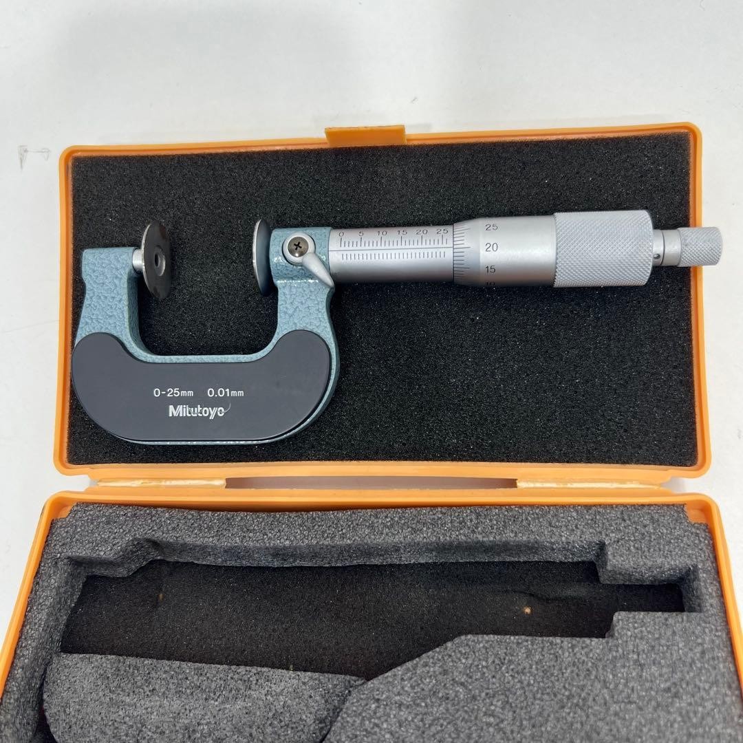 Mitutoyo Disc Micrometer 0-25 mm 0.01 mm with Storage Case Analog Precision Tool