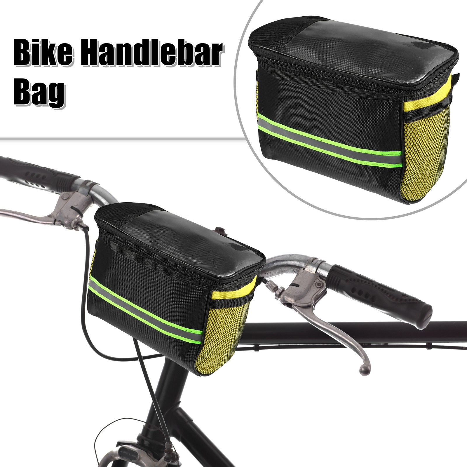 Bike Handlebar Bag with Touch Screen Phone Holder Cycling Storage Bag Yellow