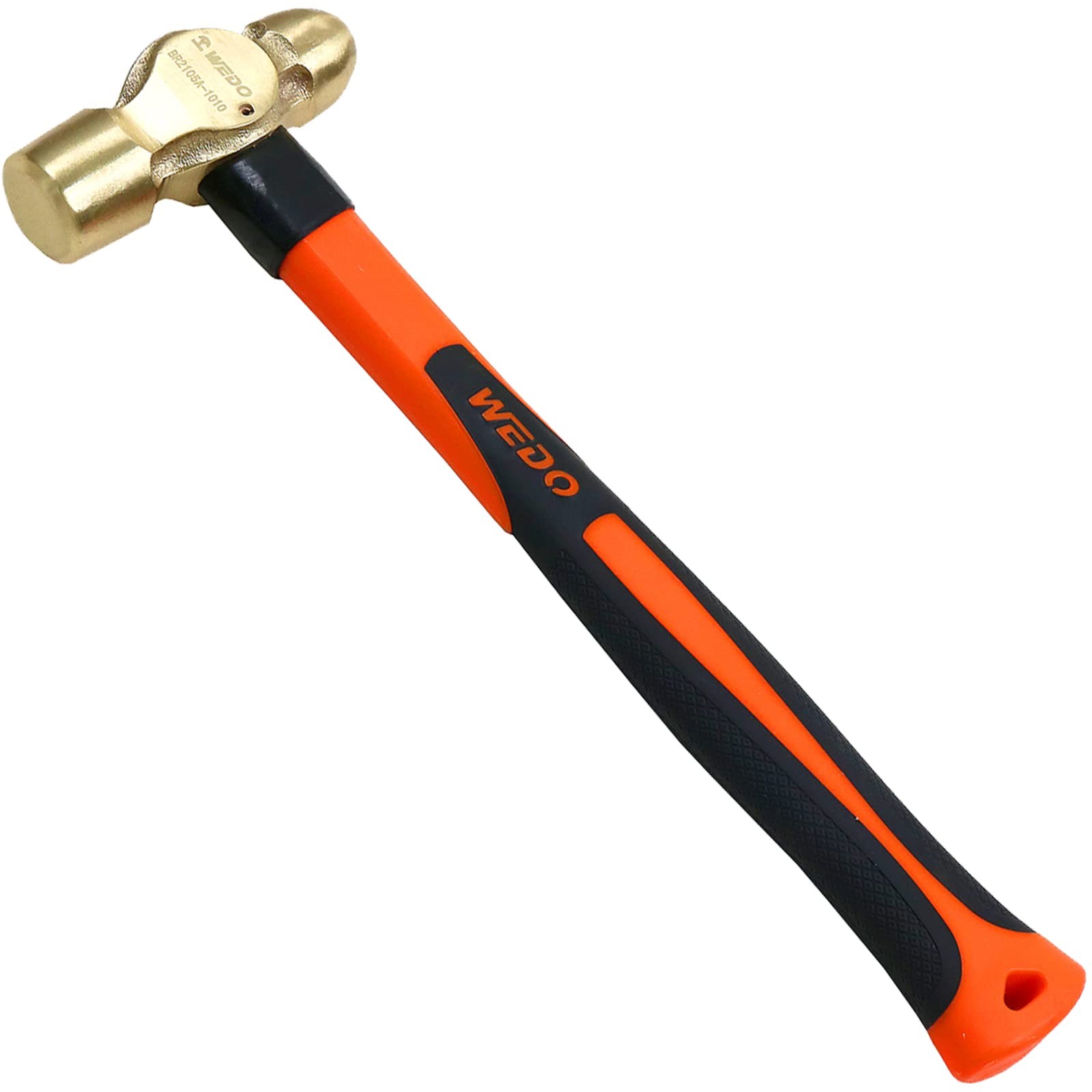 WEDO Brass Ball Peen Hammer with Fiberglass 1lb, Handle