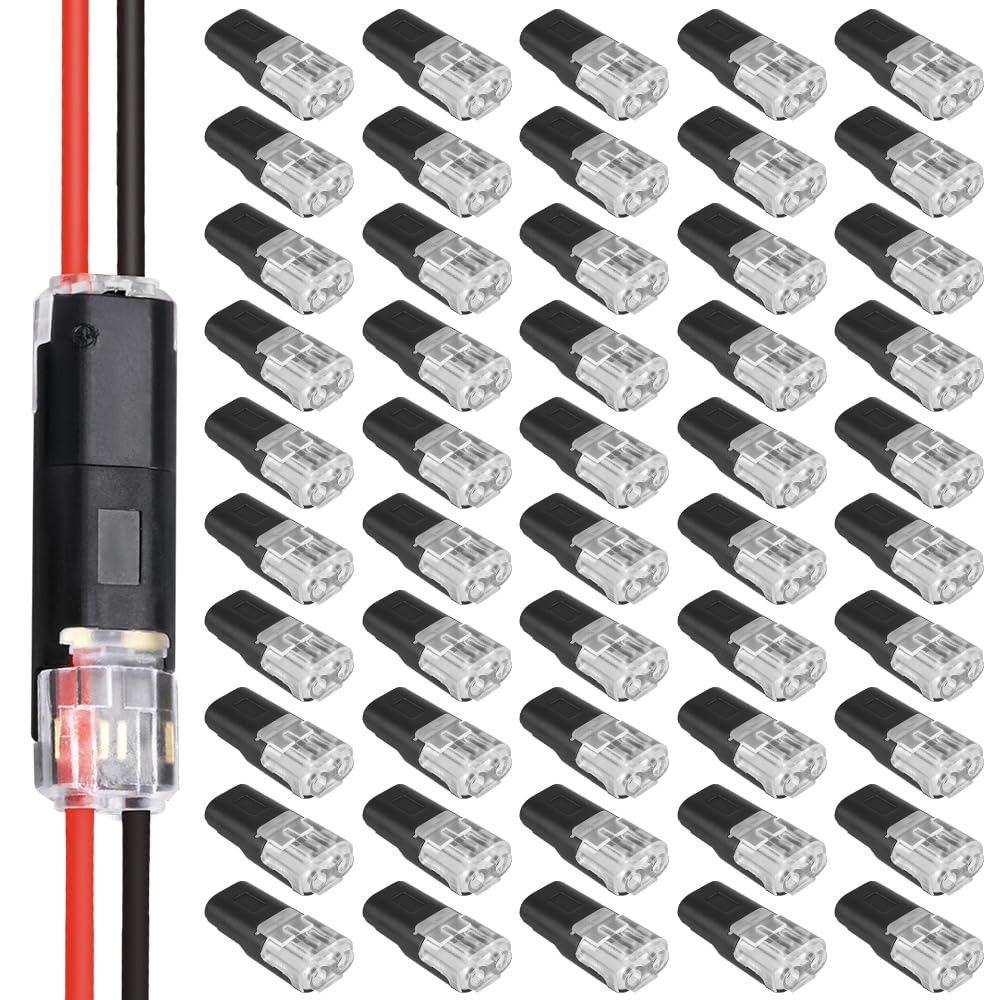 Double-Wire Plug-in Connector, Cable Clamp with Locking Buckle, 20/50 Pack
