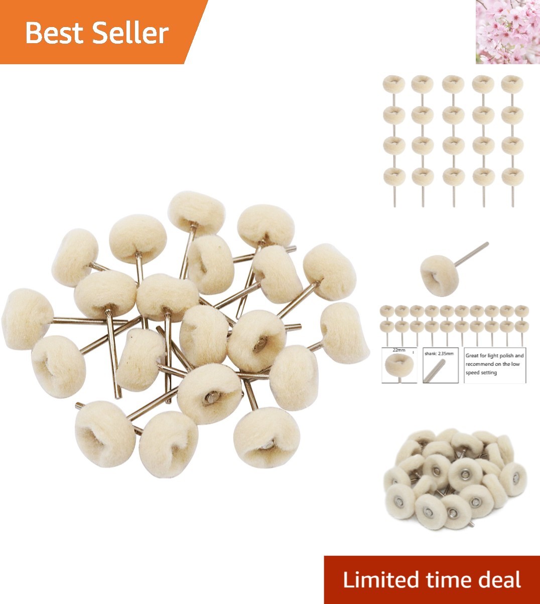 20 Cotton Buffing Wheels with 3/32 Shank - Perfect for Jewelry & Metal Polishing