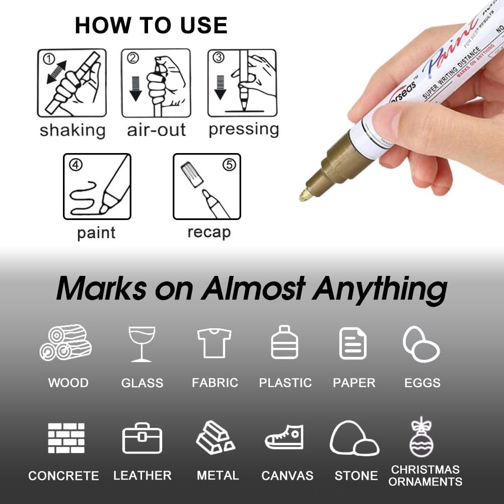 2 Pack Red Oil-Based Permanent Paint Markers for Metal & Crafting