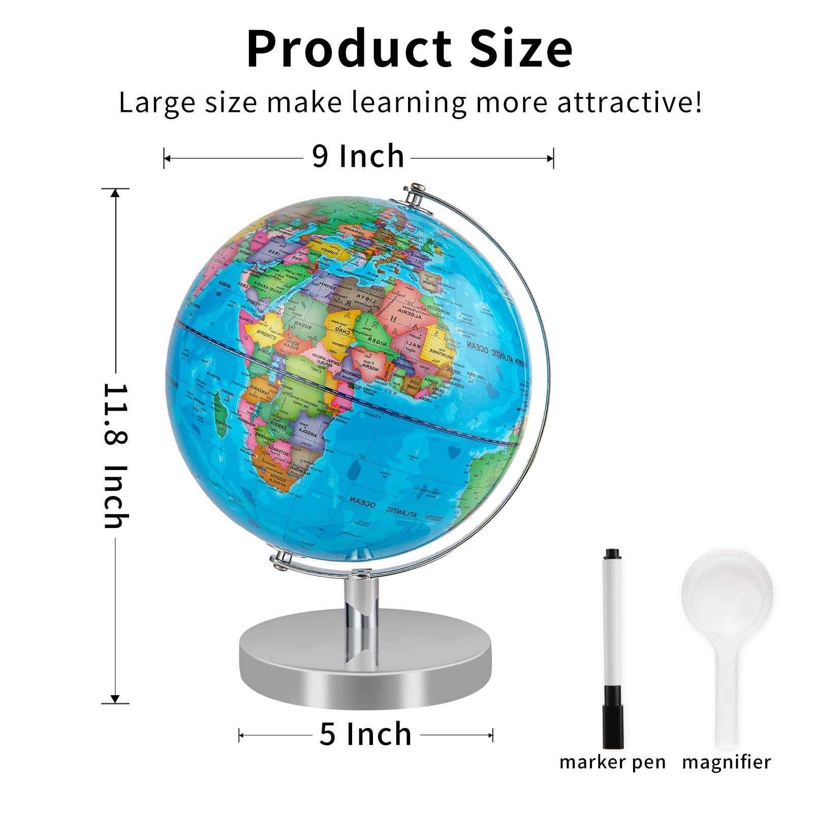 9'' Globe for Kids Rewritable World Globe
