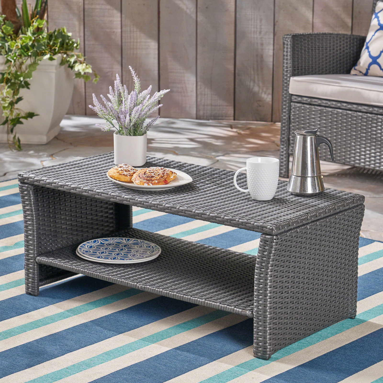 Justin Outdoor Wicker Coffee Table