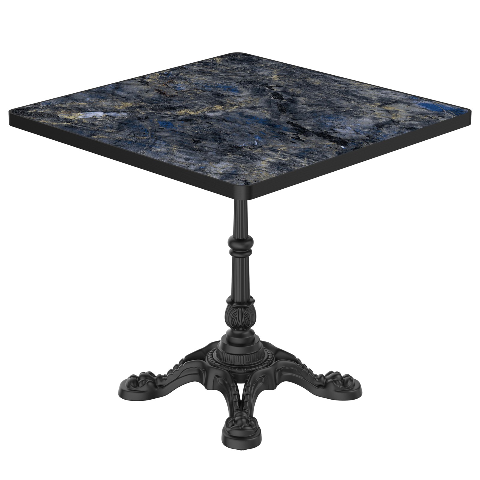 31.5" Square Outdoor Dining Table, Sintered Stone Top, Cast Iron Base