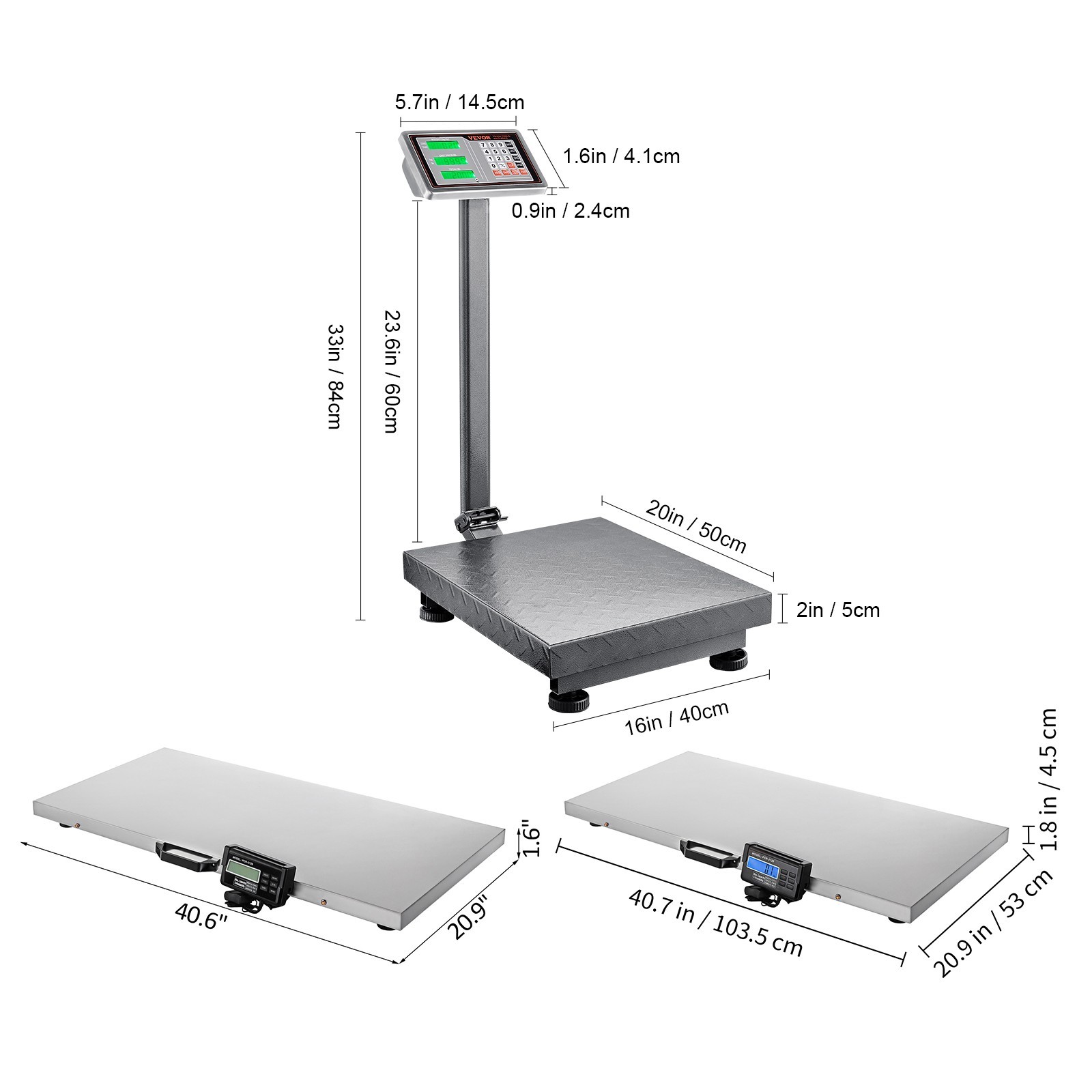 Uimoso 660/880/1100lbs Digital Floor Platform Scale Shipping / Livestock Scale
