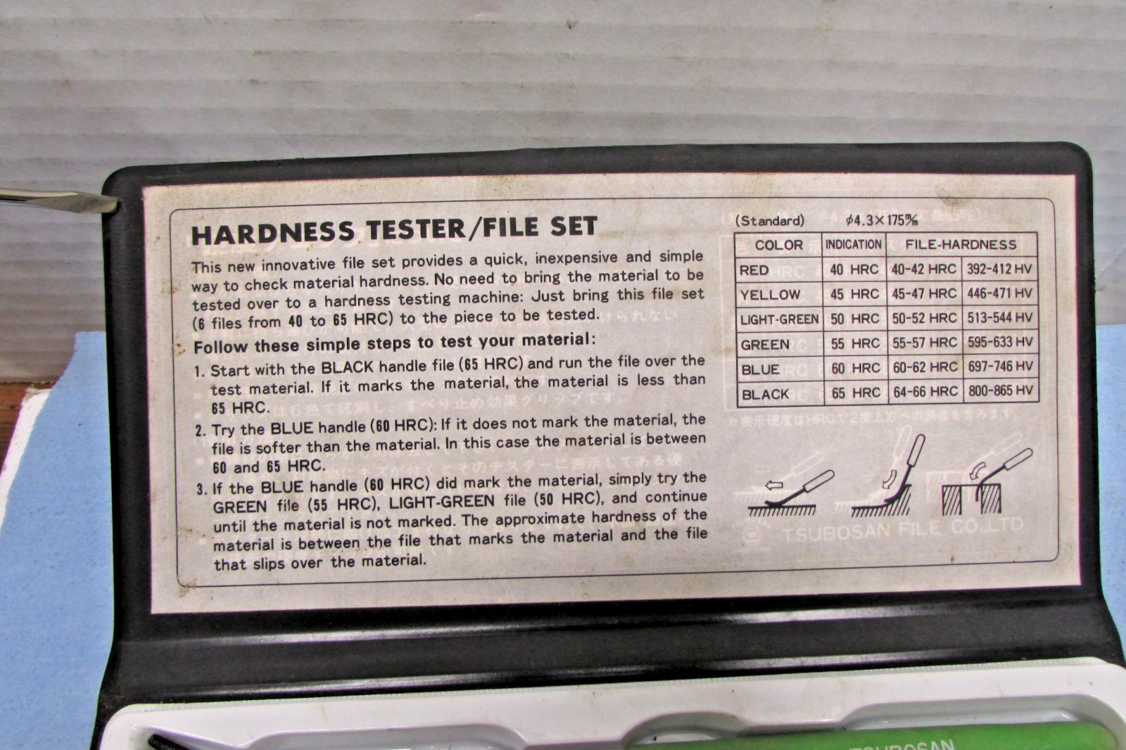 TSUBOSAN Hardness Testing Files HRC40-65 6 Pc Set