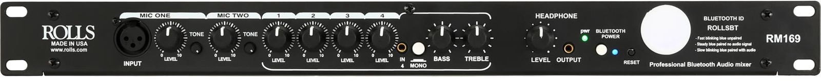 Rolls RM169 6-channel Rackmount Mixer with Bluetooth