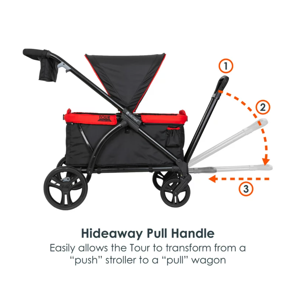 Coche Para Bebes Cochecito Para Niños Convertible Pull Wagon Stroller Red NEW