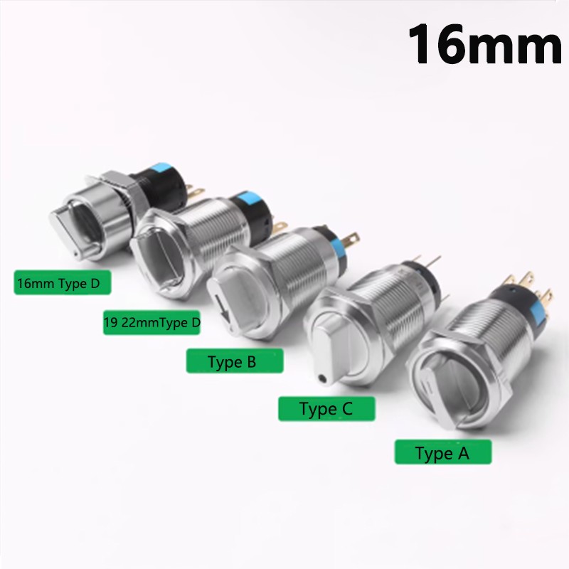 1Pcs 16mm Metal Rotary Switch Momentary Latching 2/3 Position IP65 Waterproof