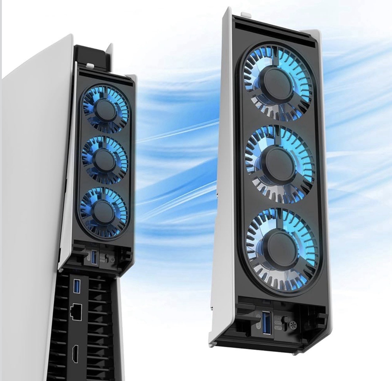 For PS5 Cooling Fan With Triple Fan System Dual USB Ports Station LED Lighting