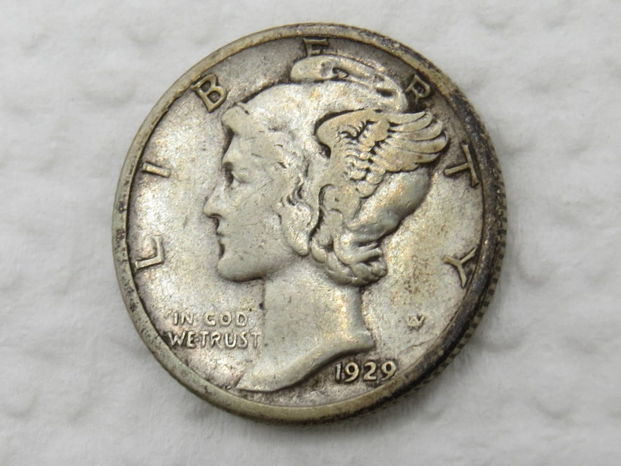 1929 S Mercury Dime - VF+ - 90% Silver 10 Cent US Coin - Better Date