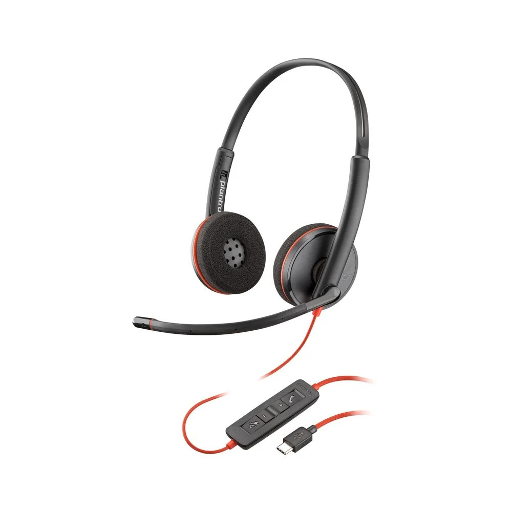 Blackwire 3220 Stereo USB-C Headset with Noise-Cancelling Microphone, Light
