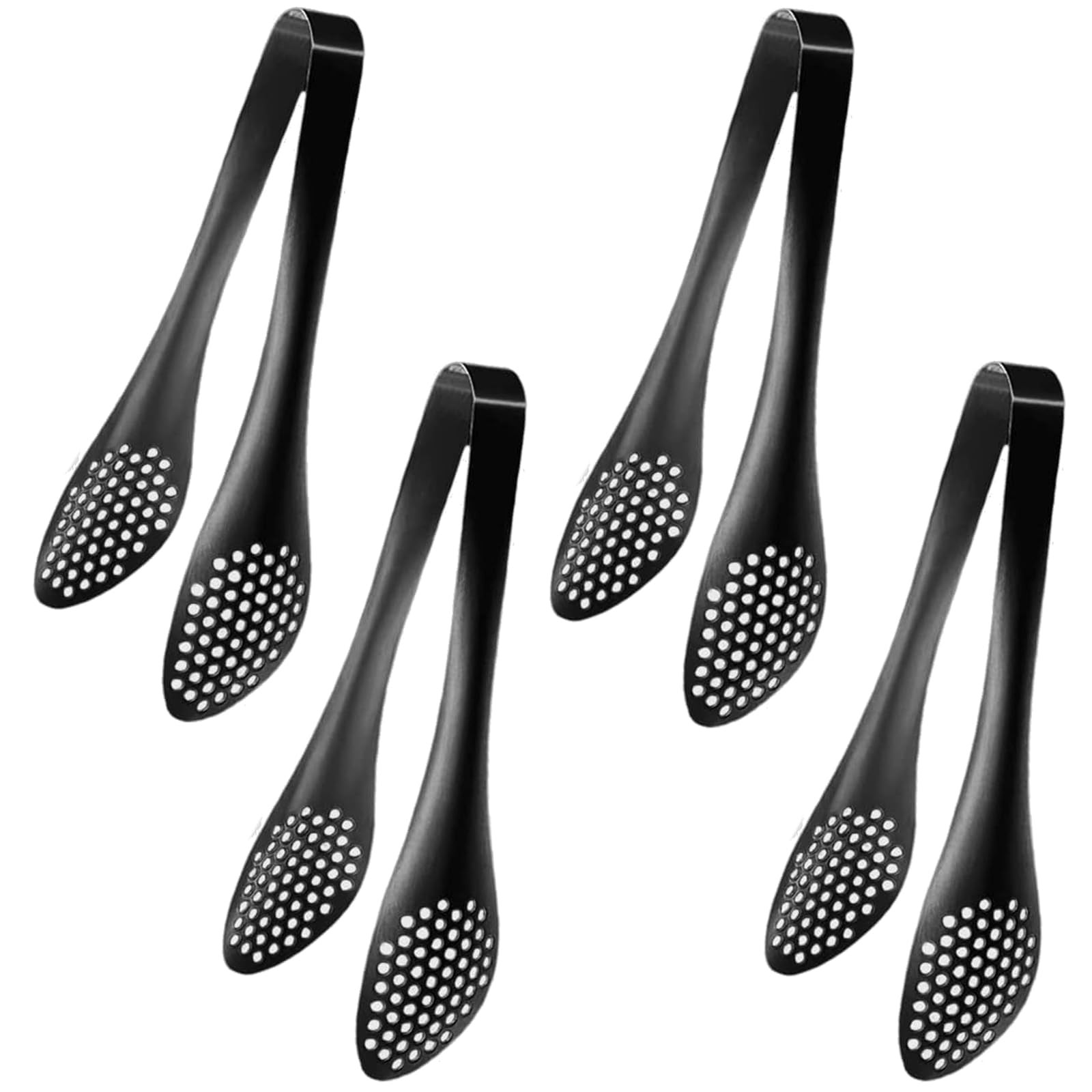 4 PCS Serving Tongs Black Tongs 9 Inch Serving Utensils Stainless Steel Servi...