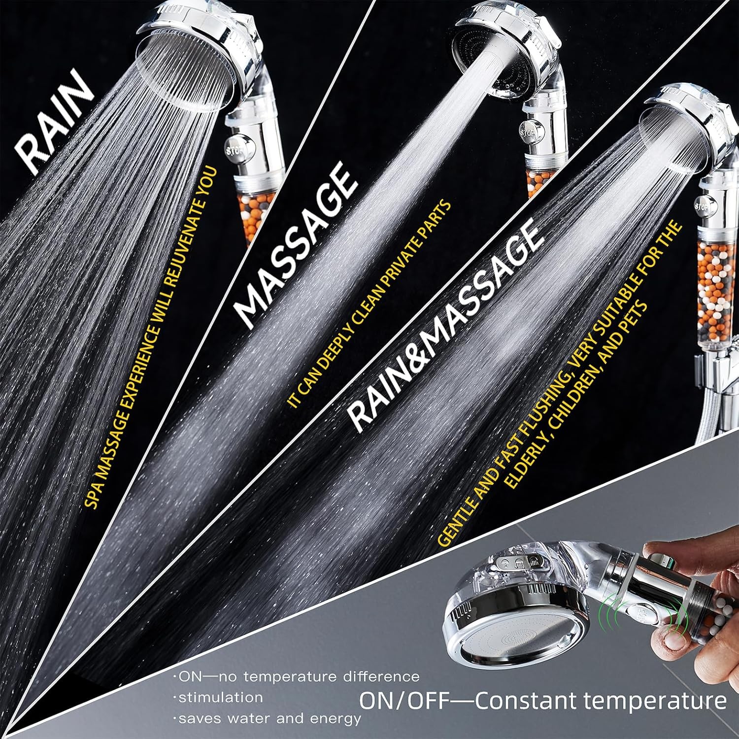 Filtered Shower Head with Handheld - High Pressure Transparent + Chrome