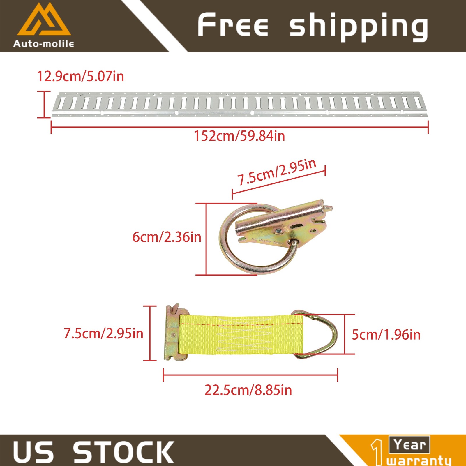 Heavy Loads For Trucks Vans Trailer 5' E Track Tie Down Rail System 28 Pack