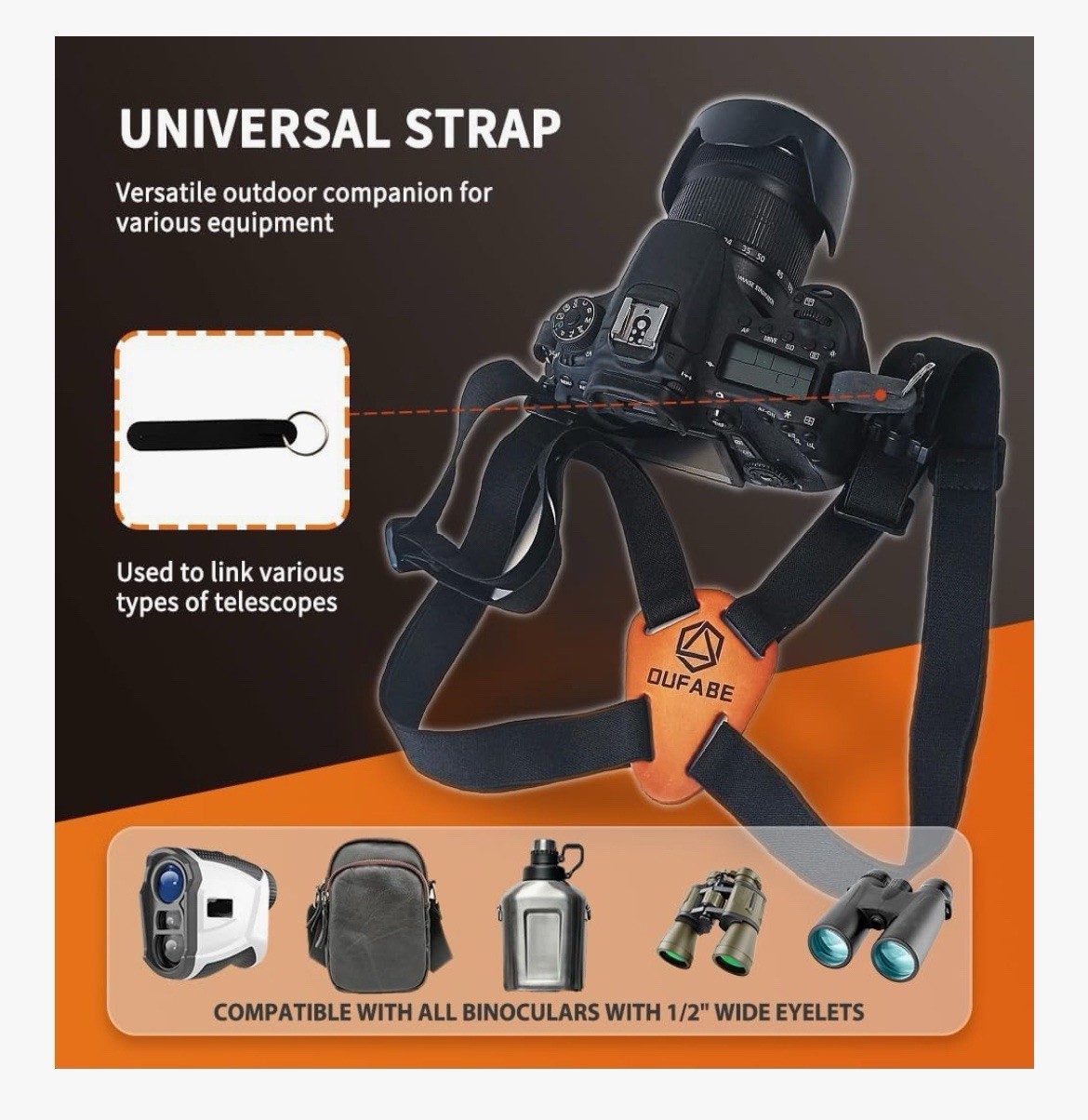 Cross Harness Strap for Binoculars, Camera, Rangefinder, Adjustable, for Hunting