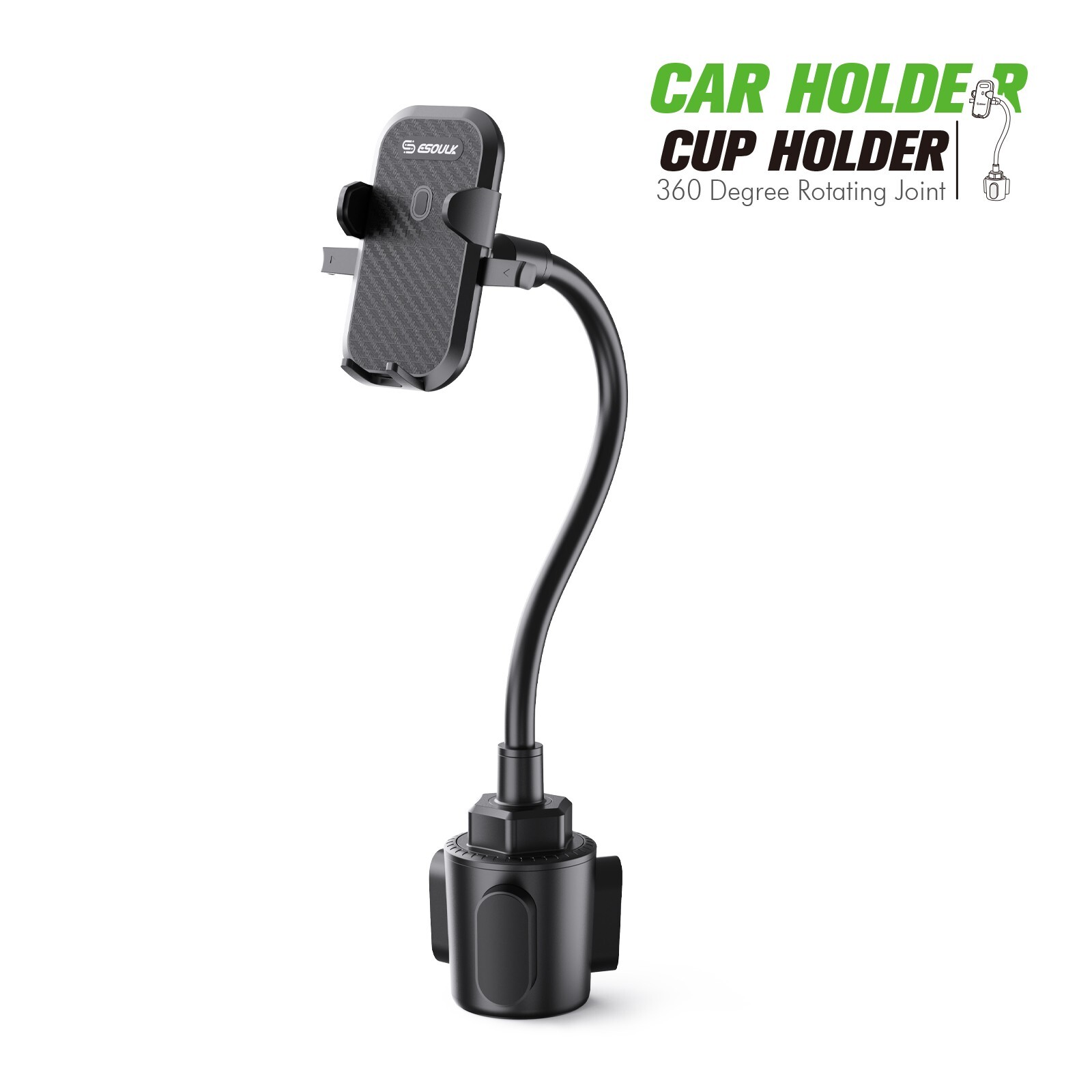 Car Cup Mount Holder Universal 360° Adjustable Phone Lock Stand For Cell Phone