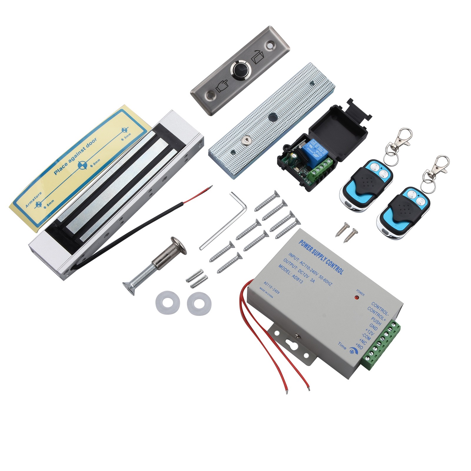 Door Gate Entry Access Control System, Electric Magnetic Lock+ 2 Remote Controls