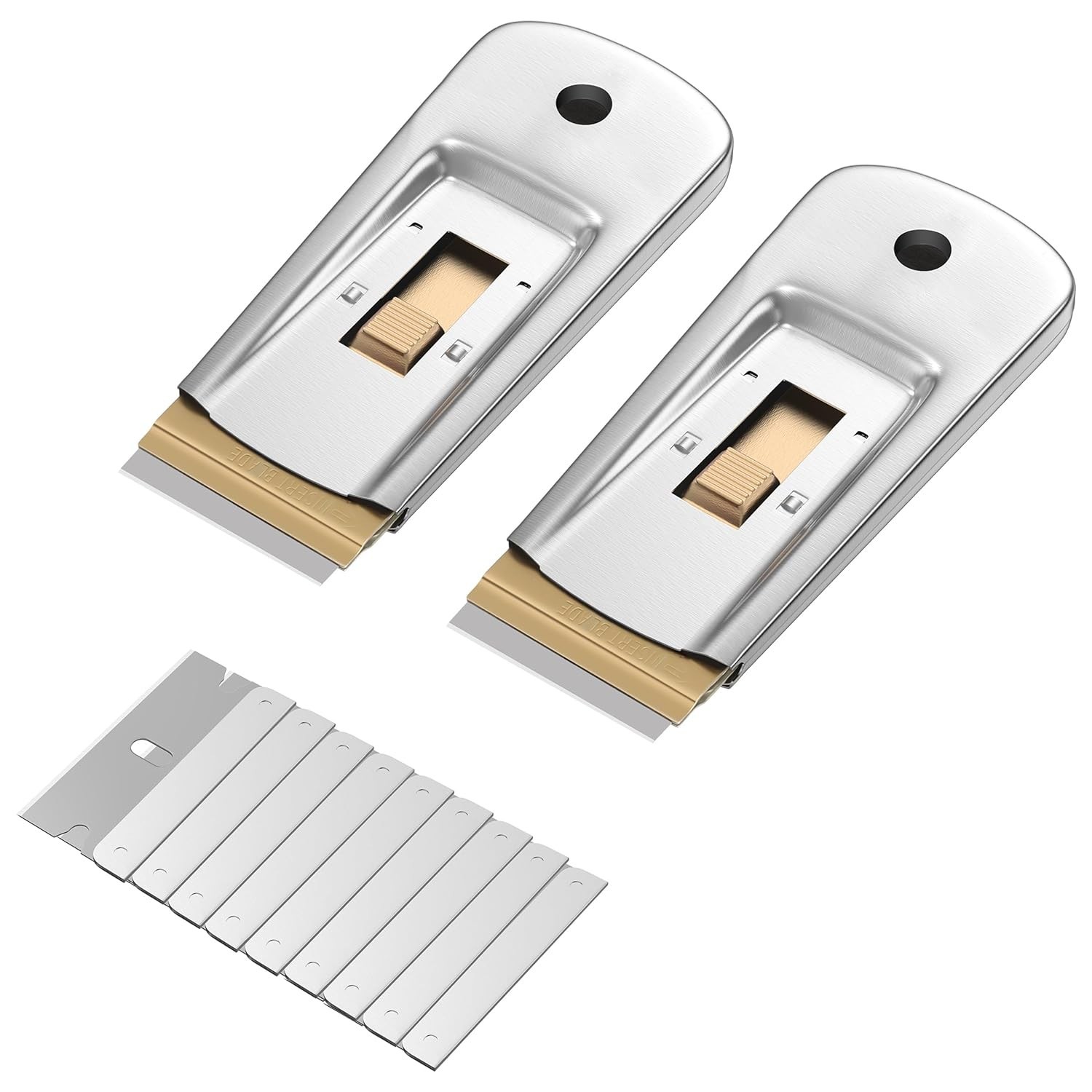 Metal Razor Blade Scraper, 2 Pack, 30 Extra Blades, Scraper for Cleaning USA