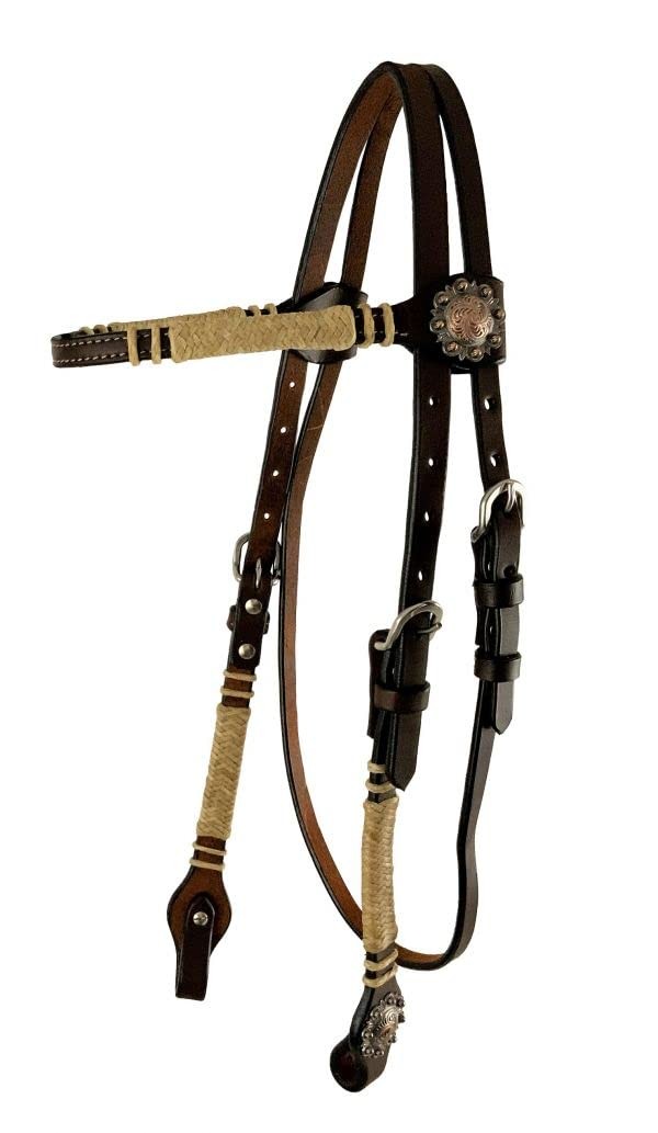 Showman Argentina Cow Leather Browband Headstall w/ Rawhide Accents