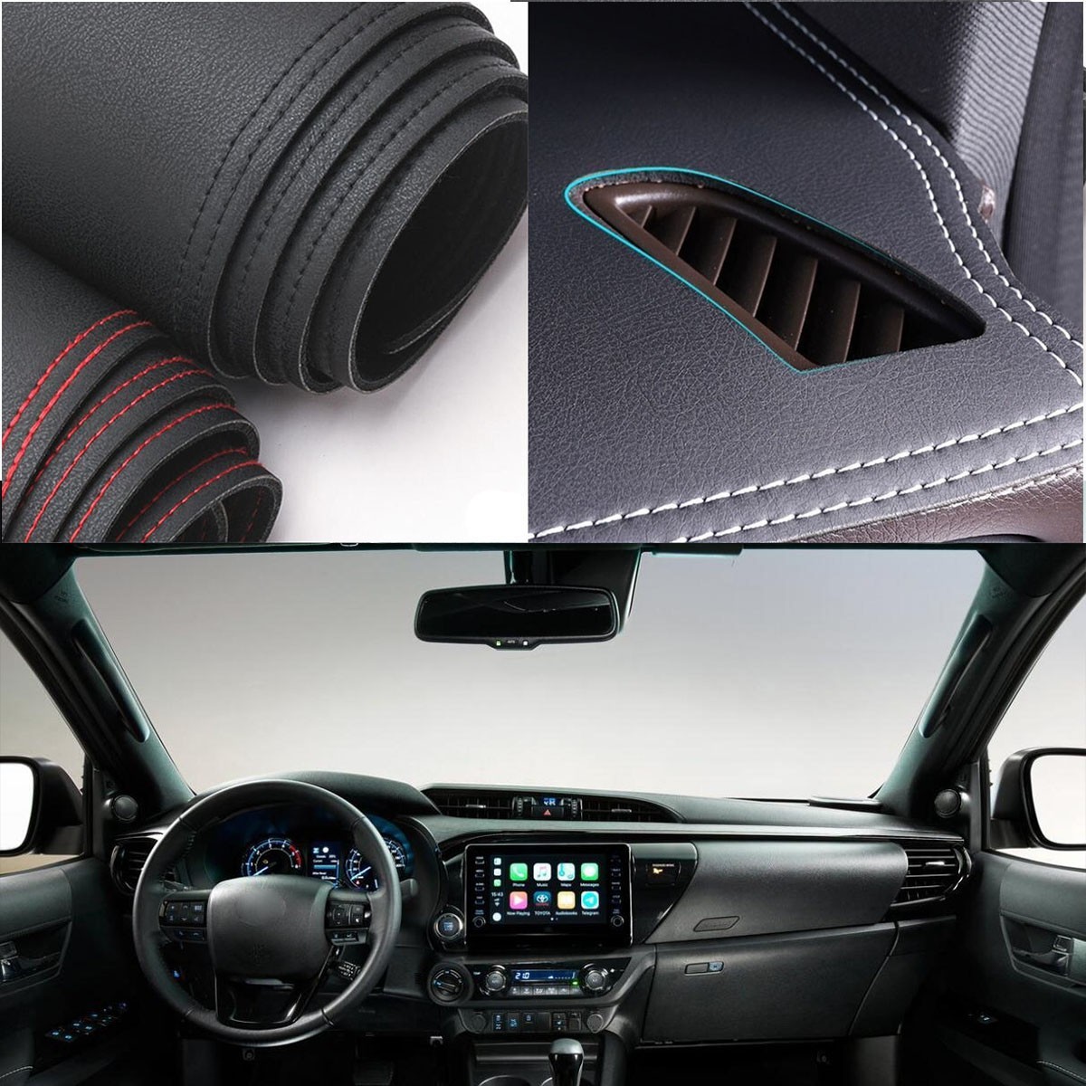 Car Leather Dash Mat Dashboard Cover Dashmat Pad For Toyota Hilux 2016-2025