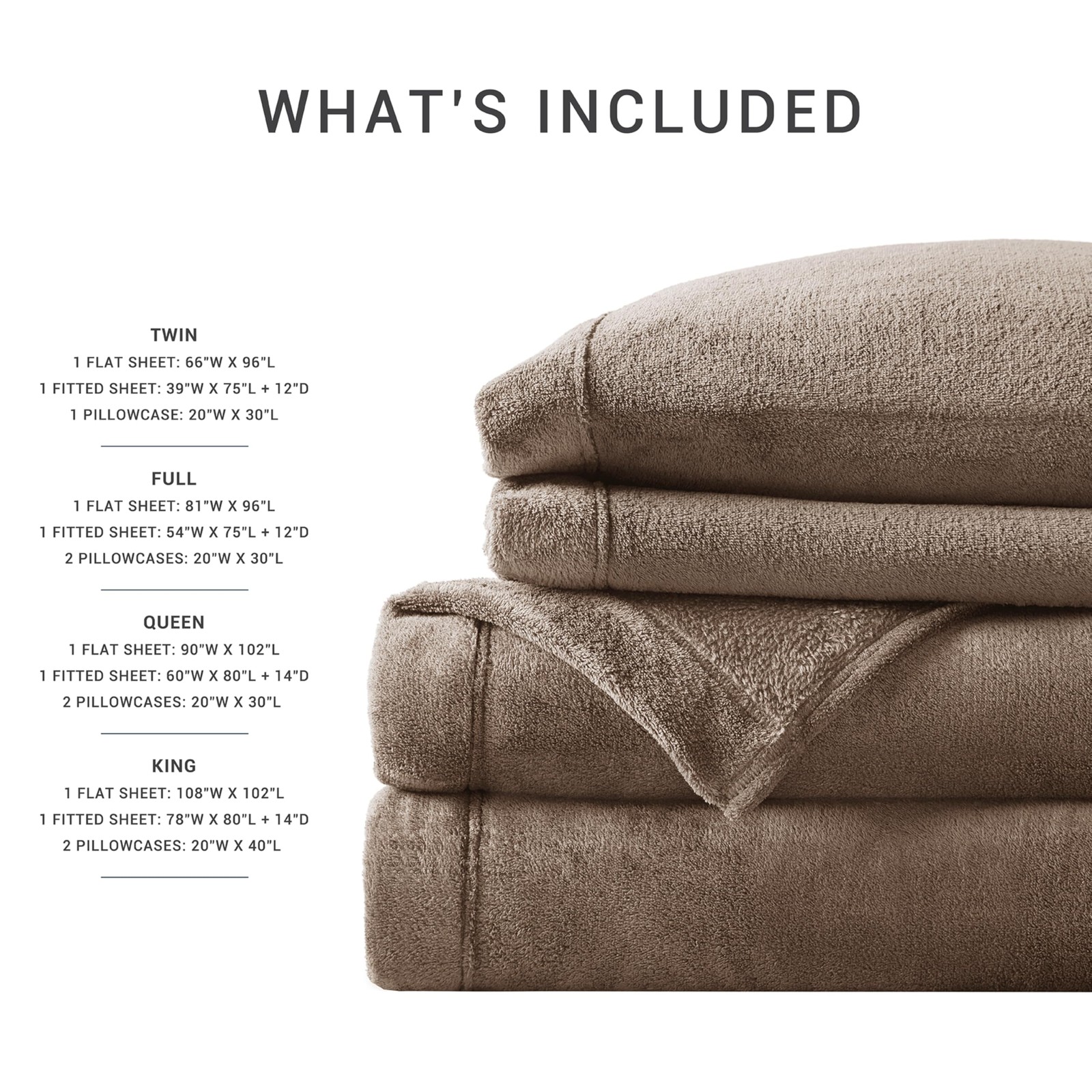Plush Sheet Set King, Solid Color, Warm & Soft Bedding King Size Sheets, Fitt...