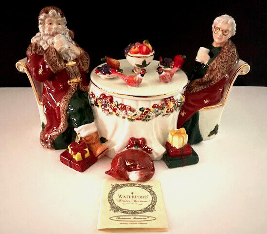Waterford 2003 Holiday Heirloom Mr. & Mrs. Claus Candy Jar Vintage Figurine NIB