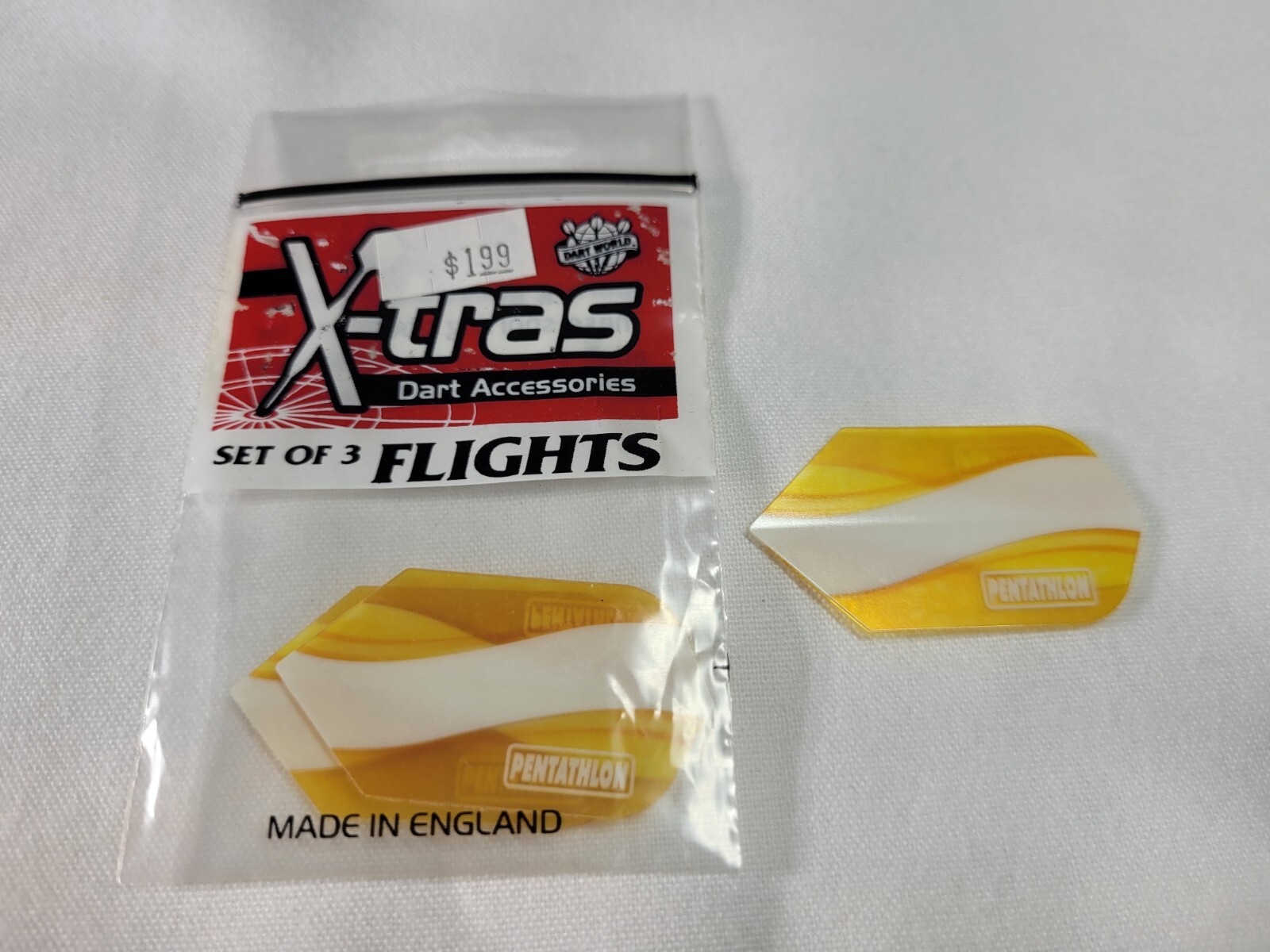 Dart World Pentathlon Yellow Wave SLIM Dart Flights 1 set of 3 NEW OLD STOCK