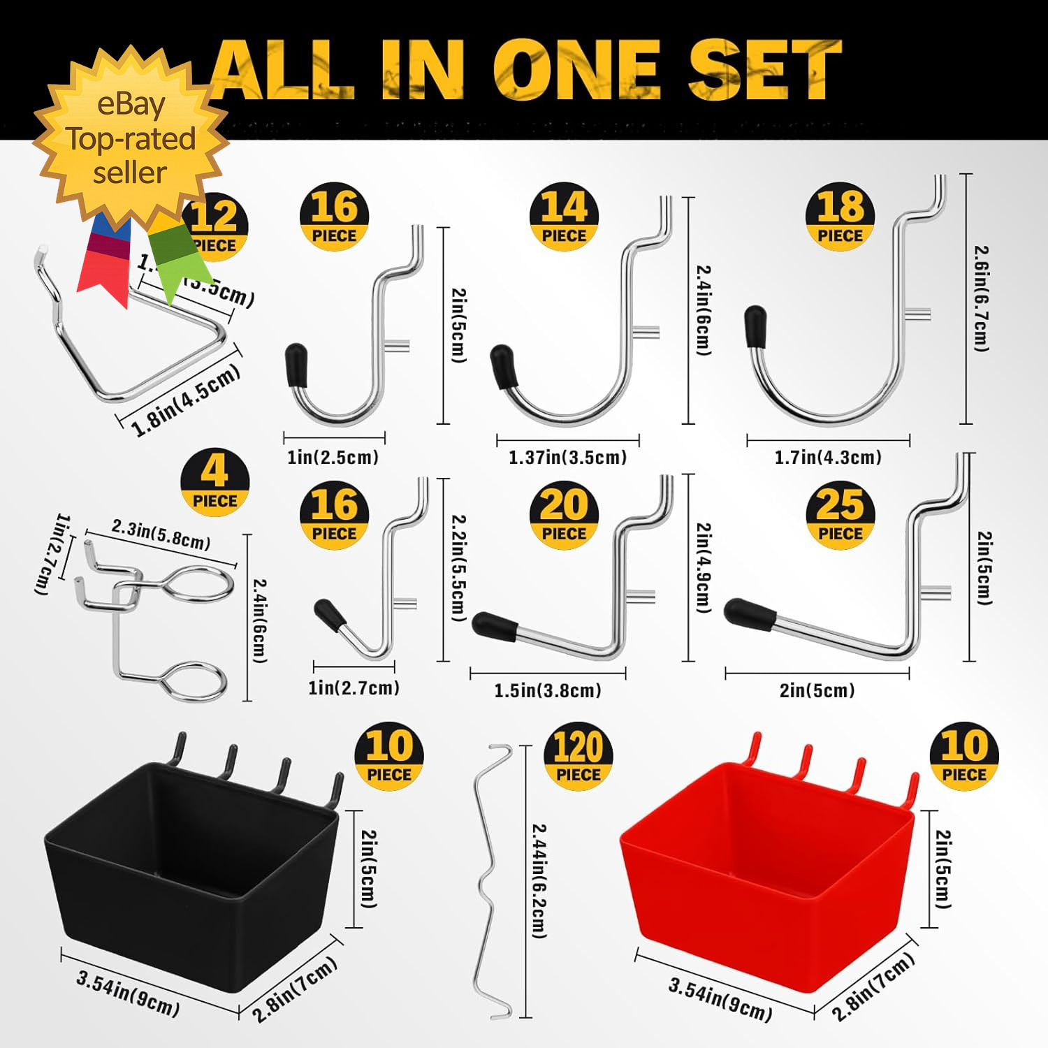 297 Piece Pegboard Hooks Kit, Peg Board Organizer Accessories with Bins for Orga