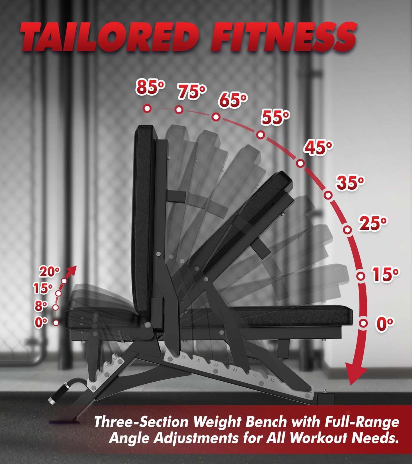 Adjustable Weight Bench with Multiple Back Positions for Full Body Workouts, ...