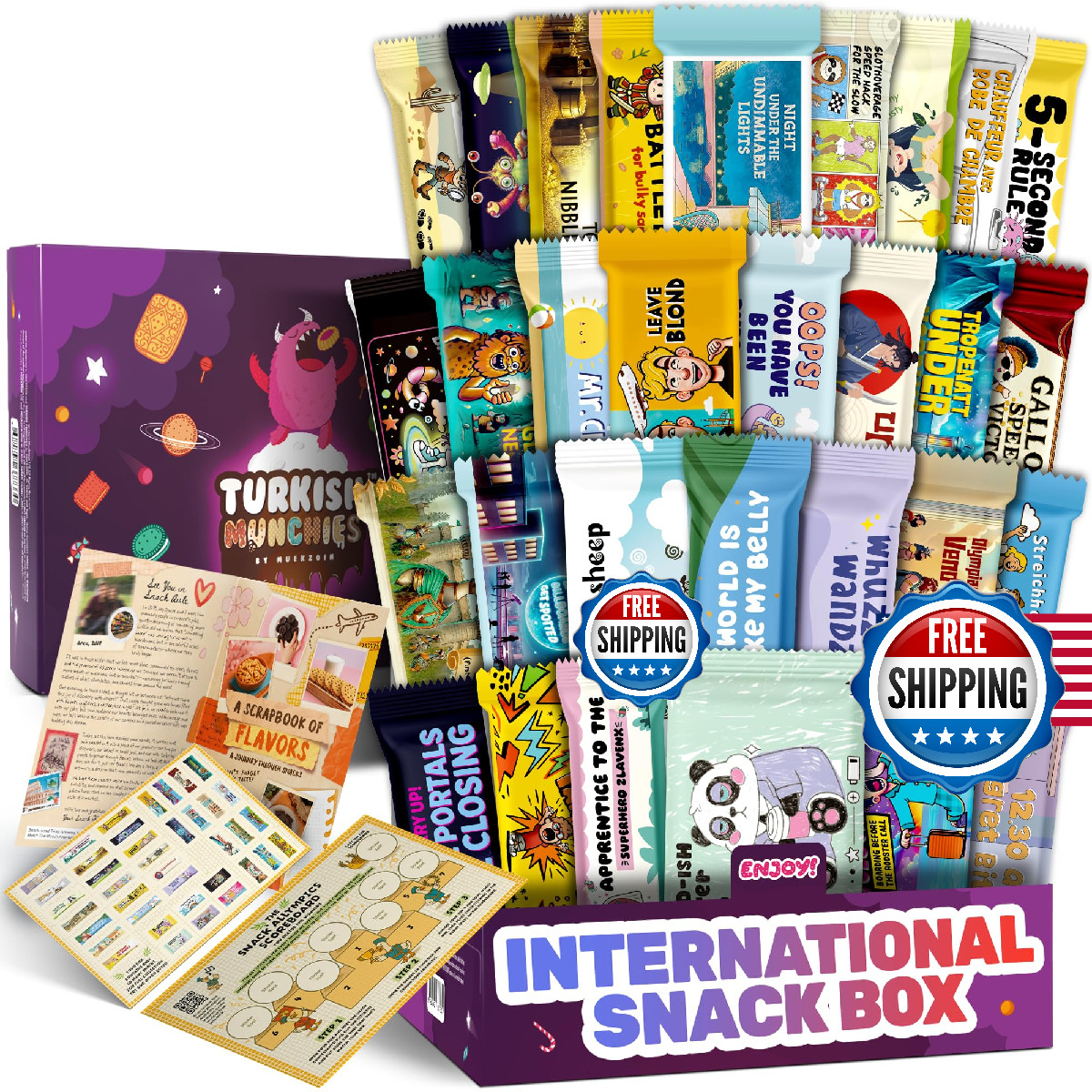 International Snack Box, Unique Experience with Universal Exotic Candies and Tre